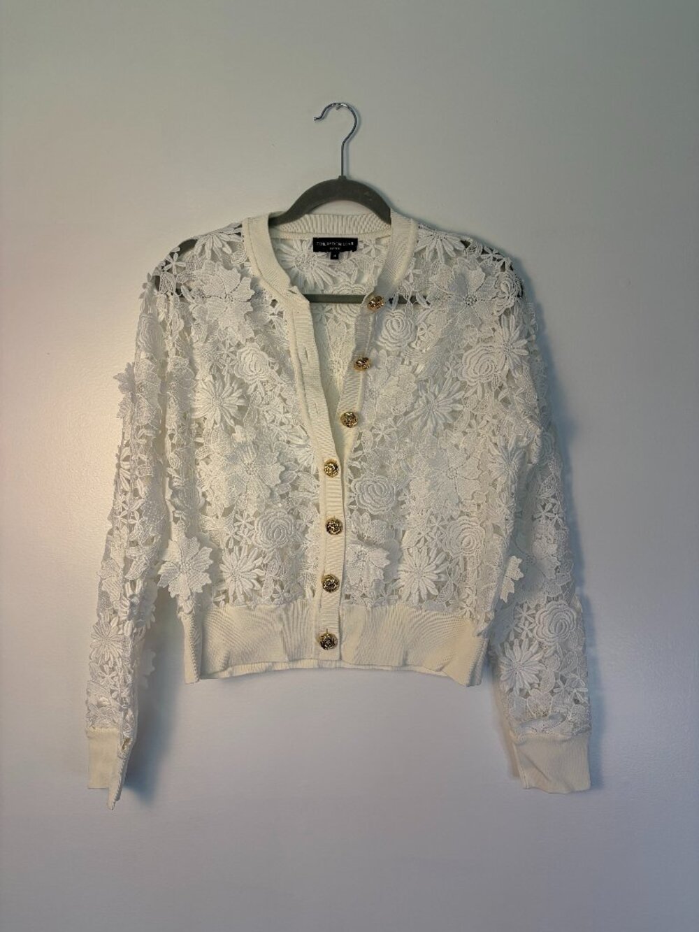 Generation Love Erin 3D Guipure Lace Cardigan White Floral Pattern Jacket